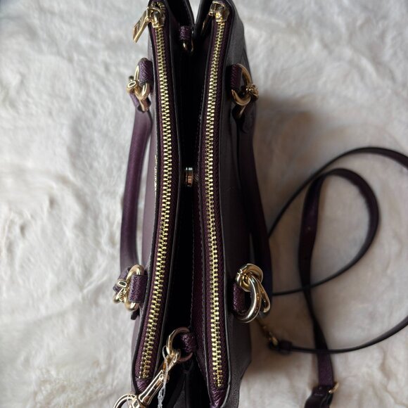 Coach Metallic Purple Cross Grain Mini Brooke Carryall Satchel-LIKE NEW - Picture 7 of 16